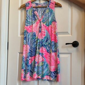 Lilly Pulitzer Small Colorful Floral Sleeveless Summer Dress - Pink & Blue